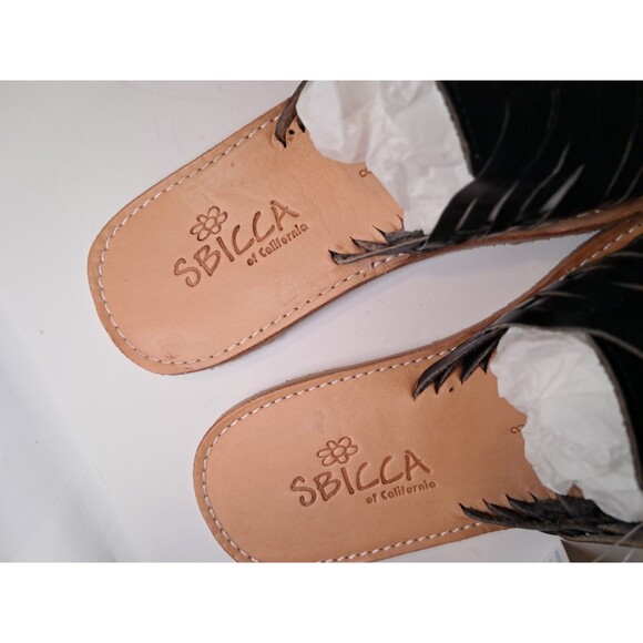 NEW SBICCA Lawrin Flat Sandal Slide Black Leather Open Toe Slip On PS100 Size 8 - Picture 6 of 8
